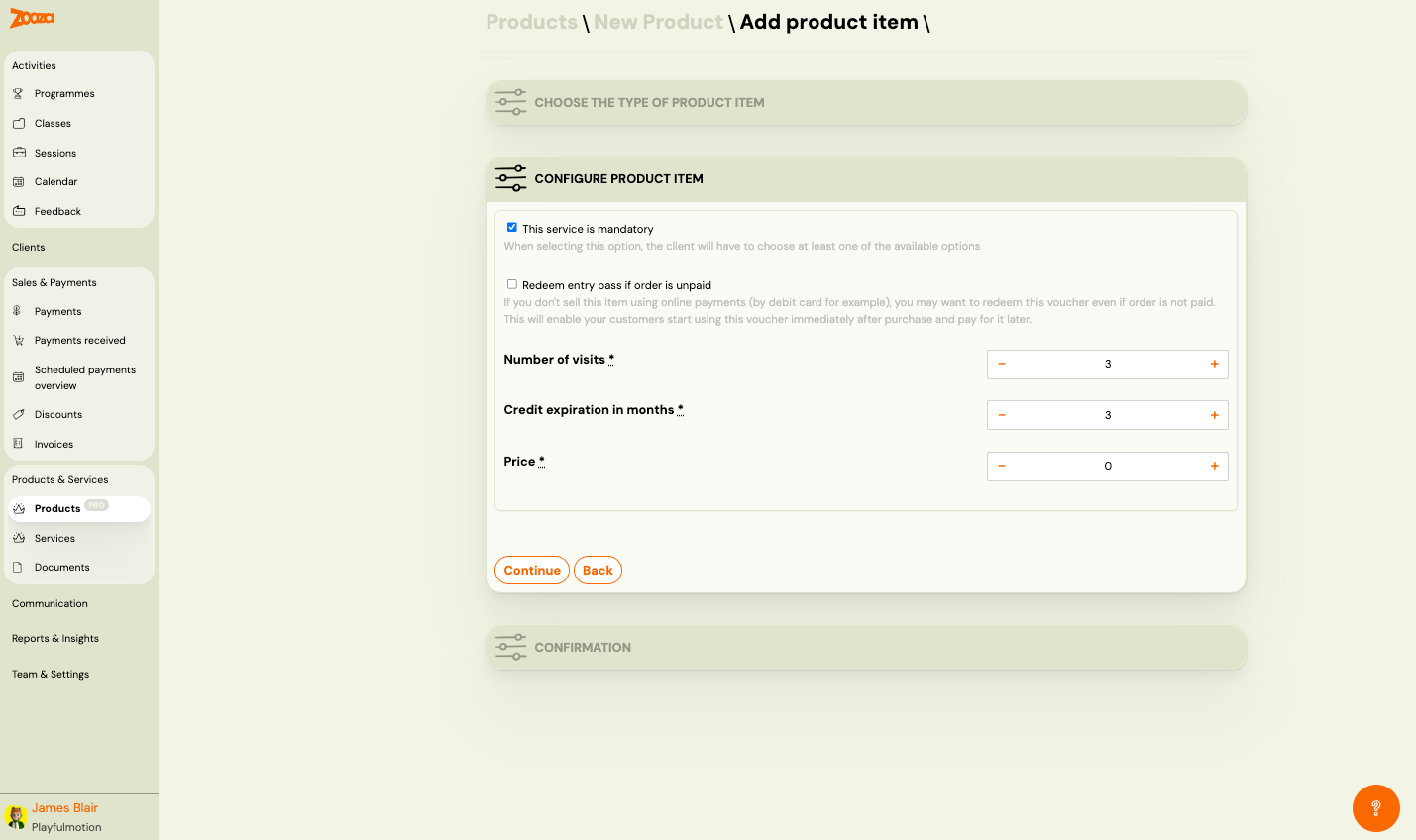Configure entry pass