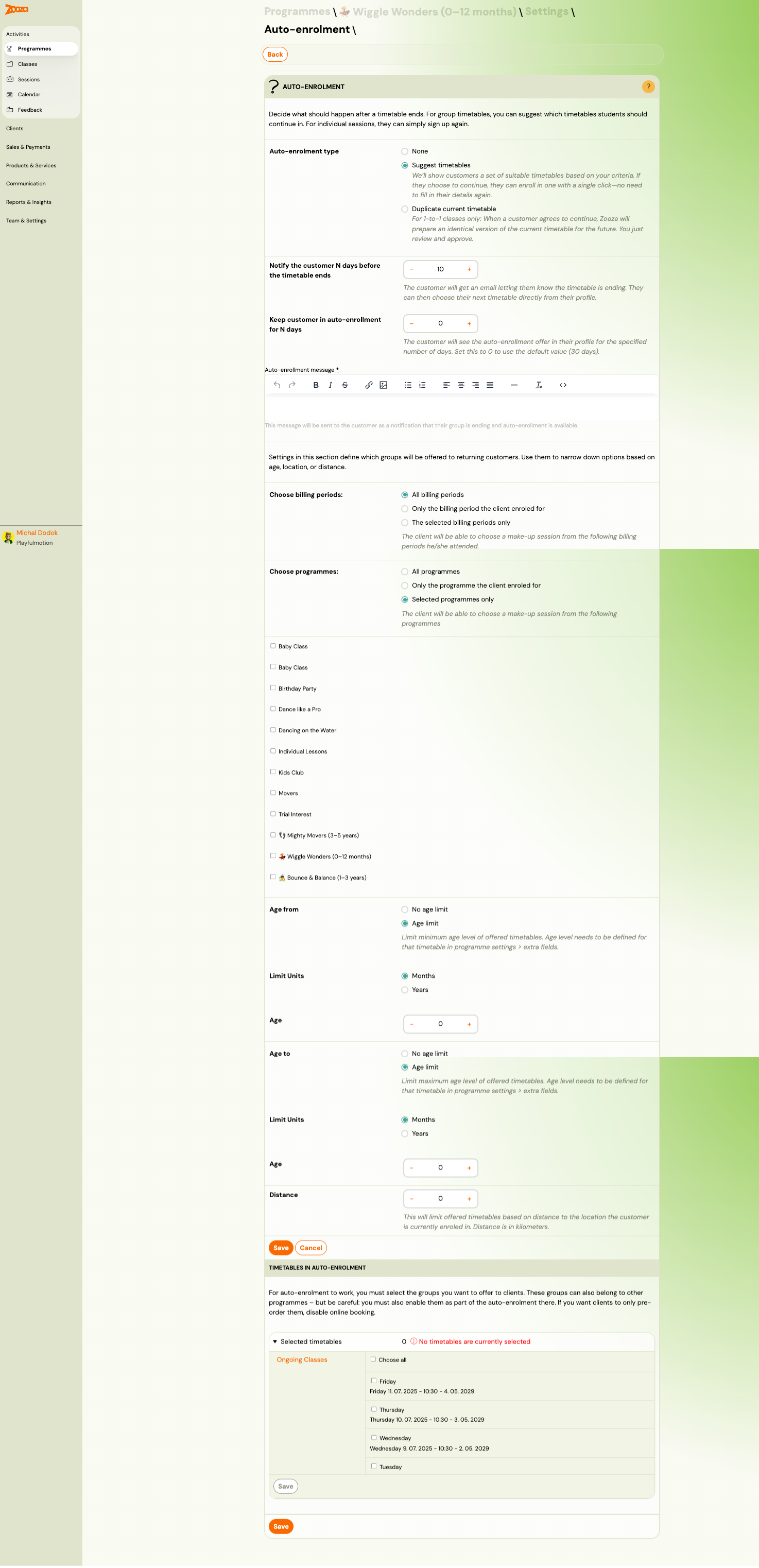 Auto-Enrolment settings