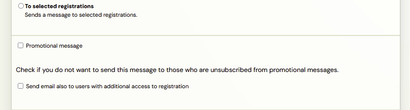 Promotional message settings