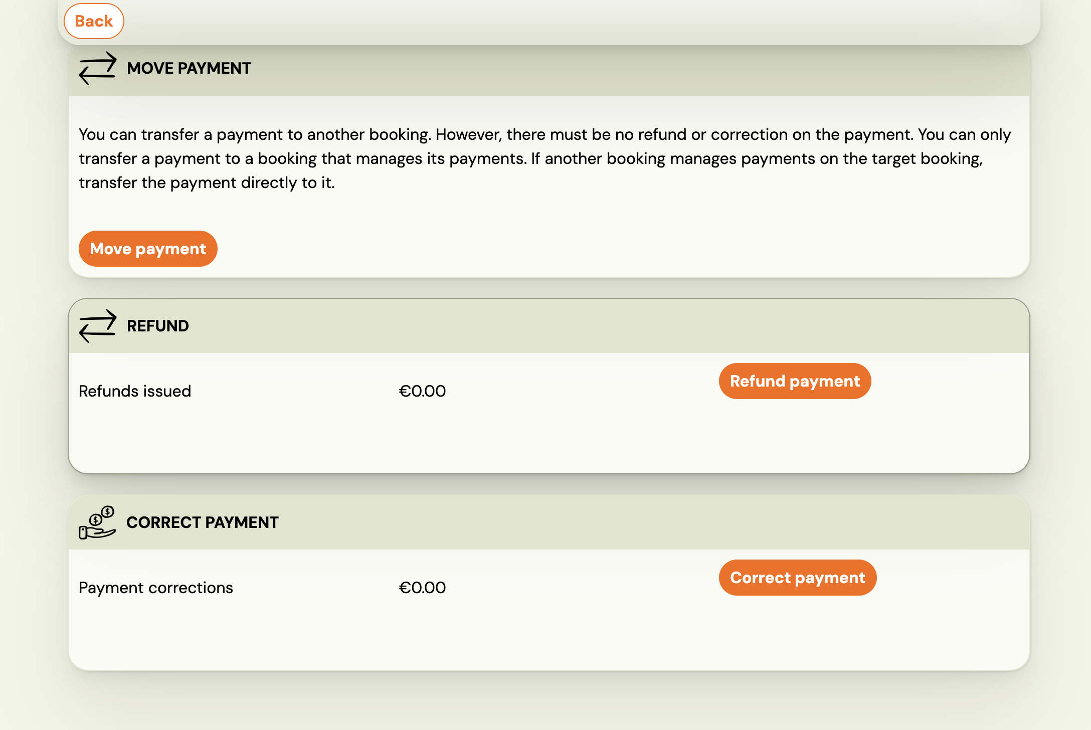 Screenshot — recording an administrative refund