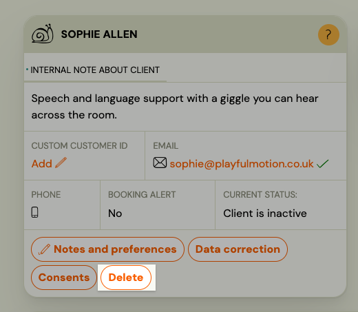 Screenshot — remove client or user