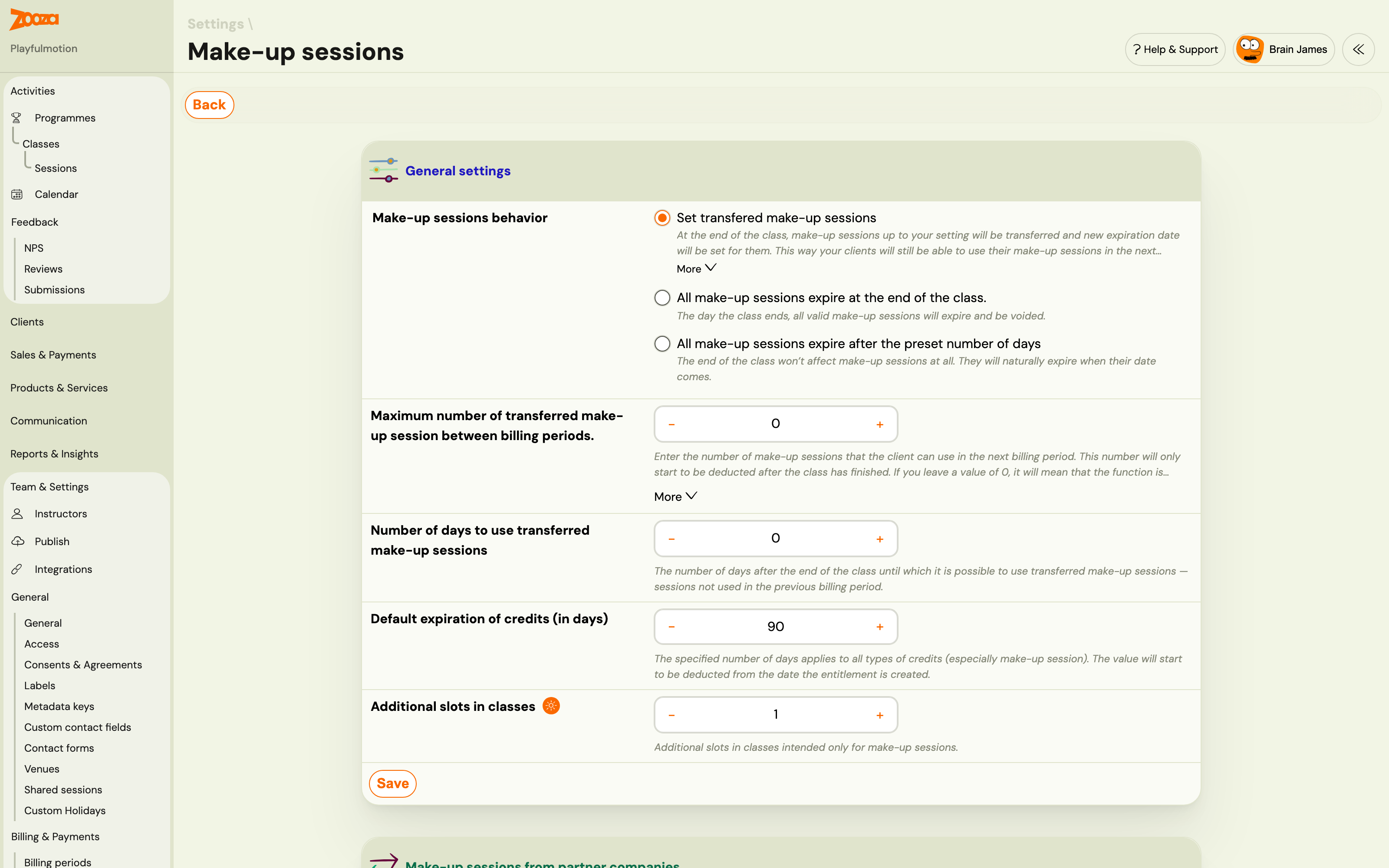 Settings — Replacement lessons tile