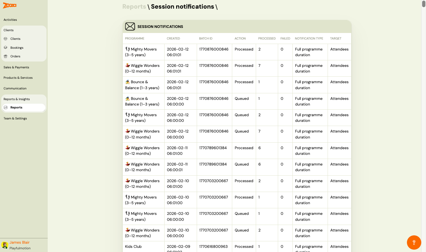 Session notifications
