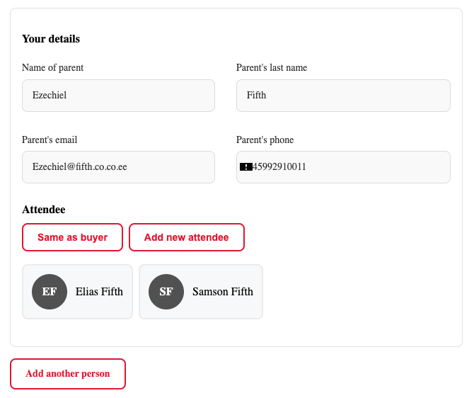 Screenshot — returning client booking widget