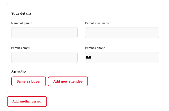 Screenshot — returning client booking widget