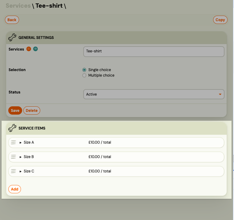 Screenshot — services list
