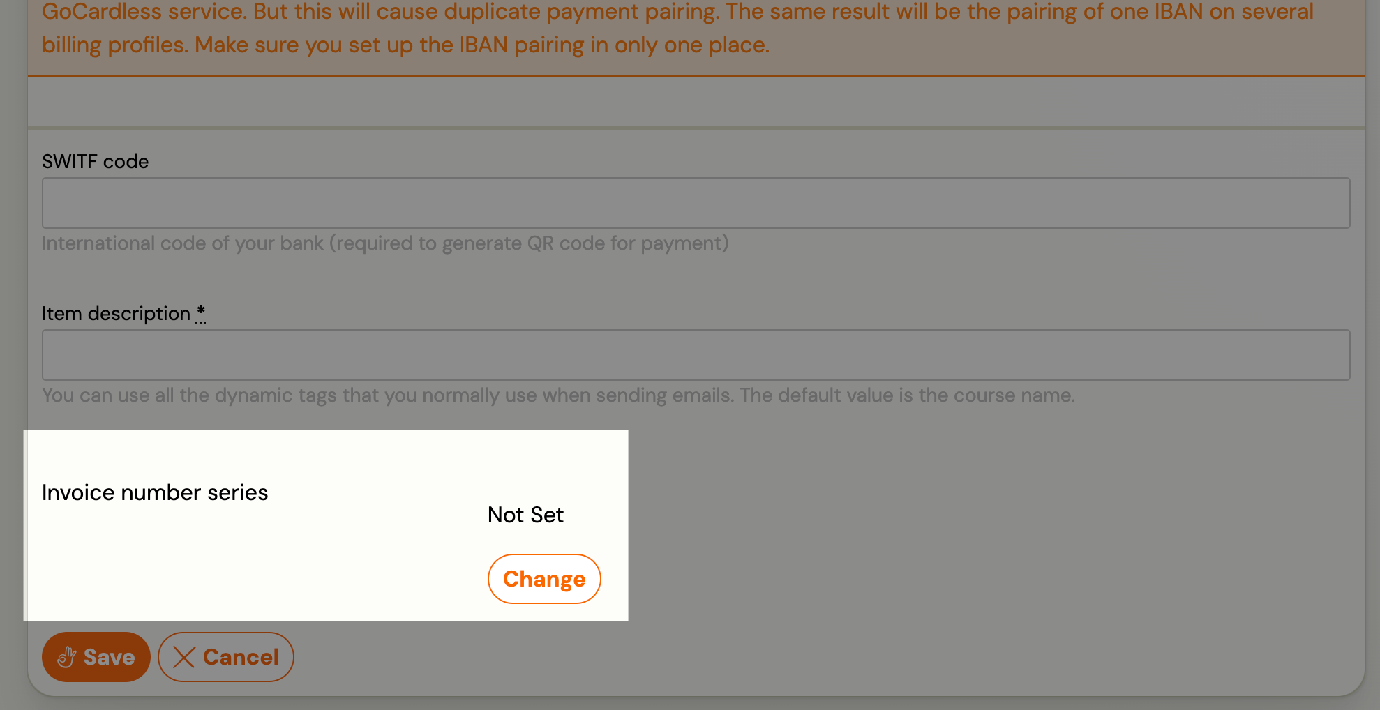 Invoice series detail