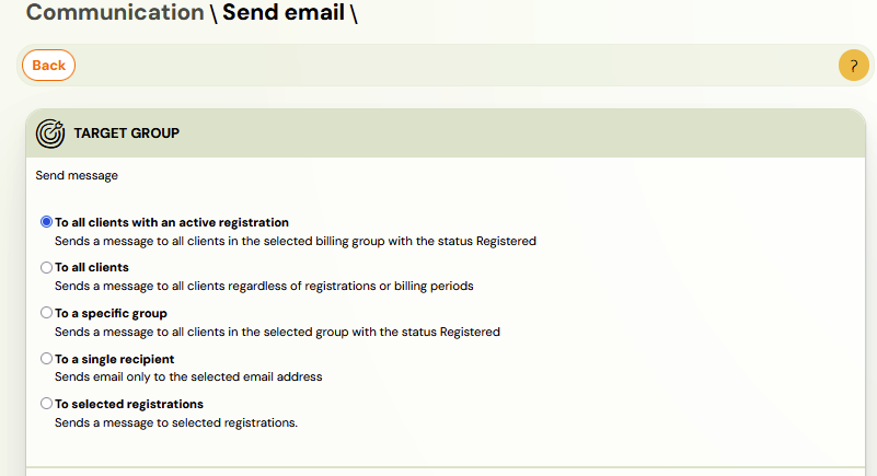 Target group selection