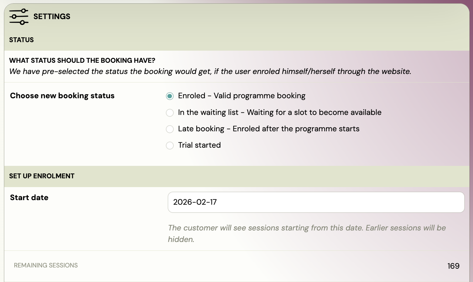 Screenshot — transfer and copy bookings