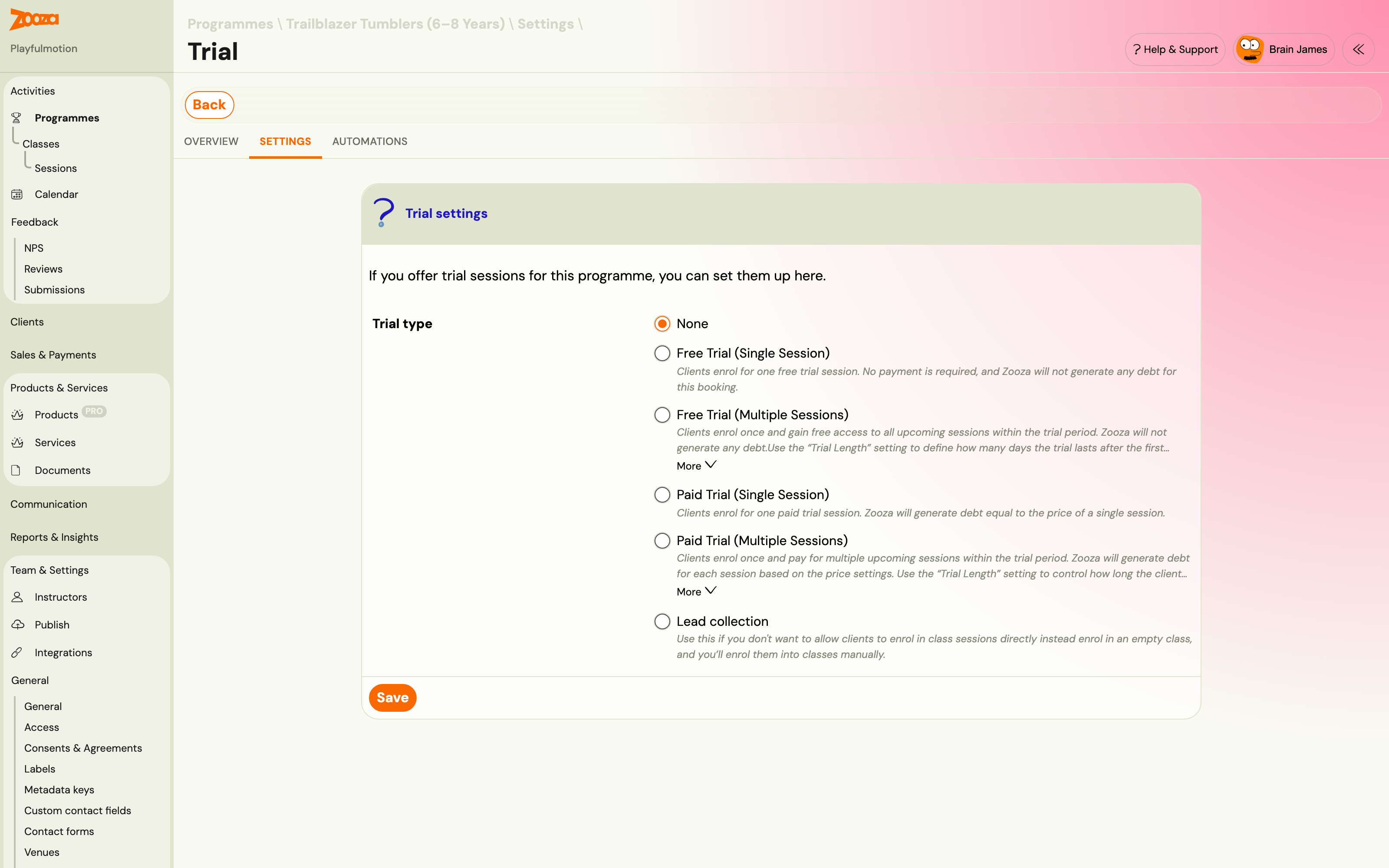 Trial type setting — free or paid