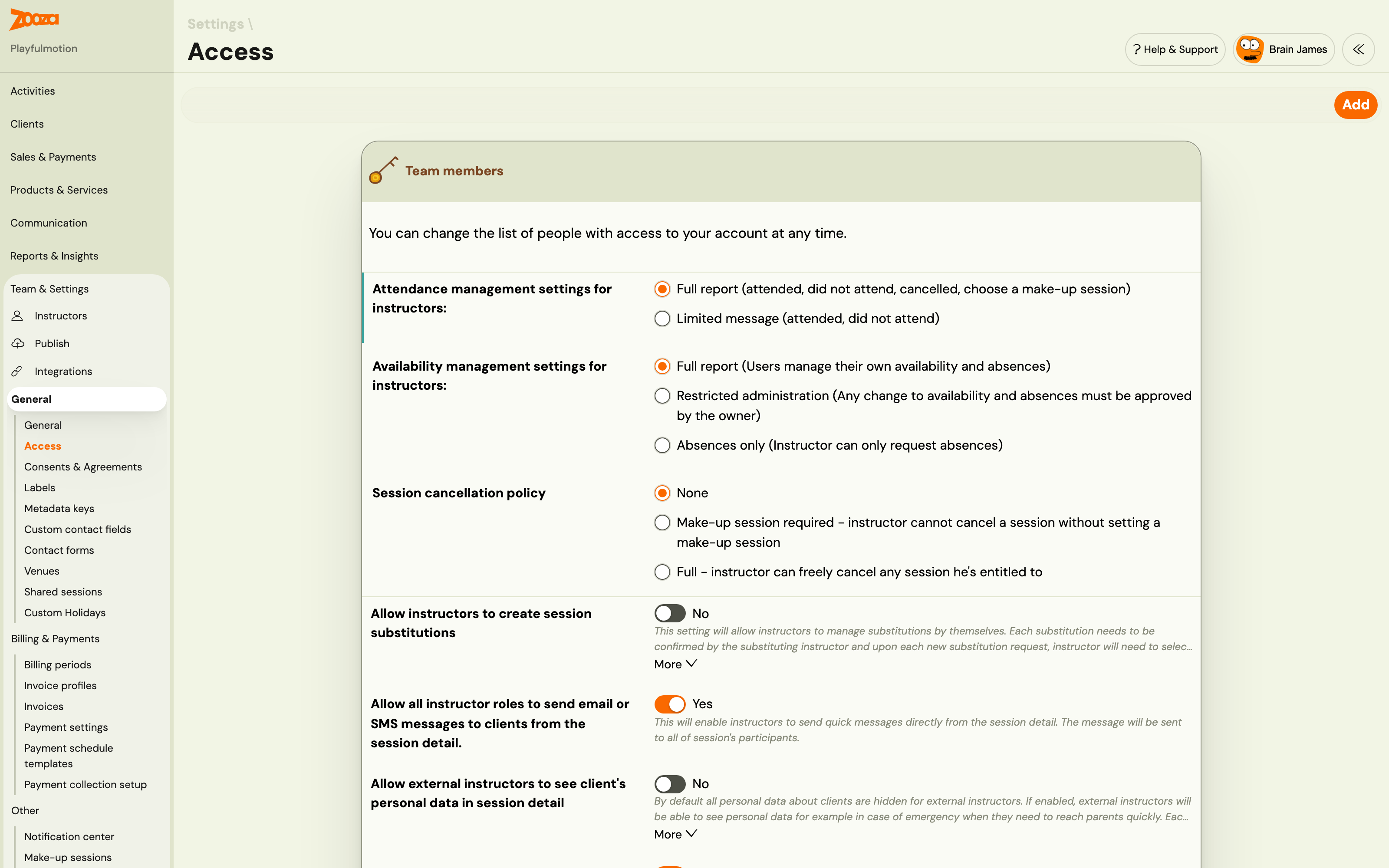 The process of adding a instructor is very simple. Under Settings, open the Access icon...
