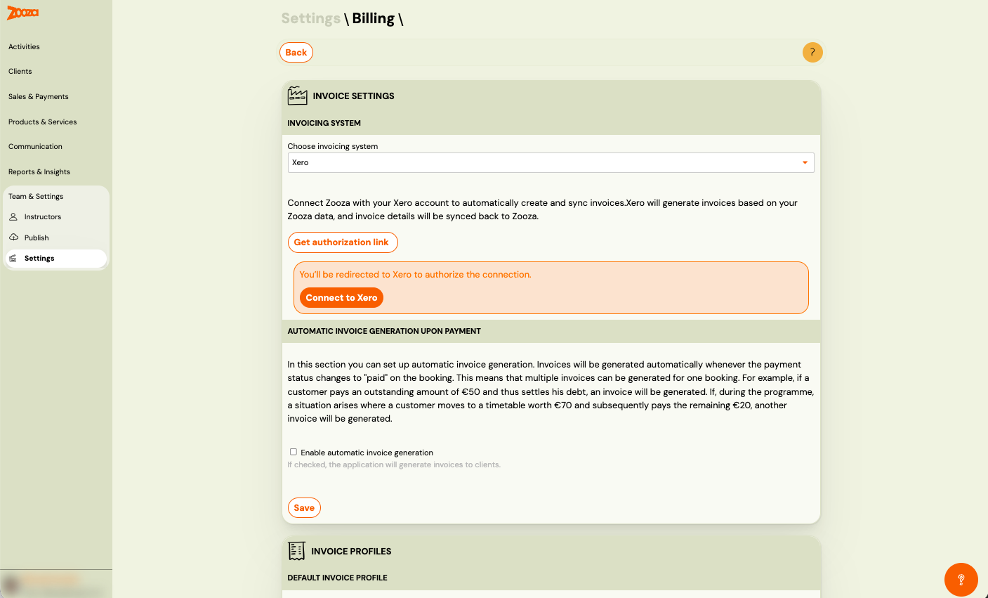 Select Xero and click Connect