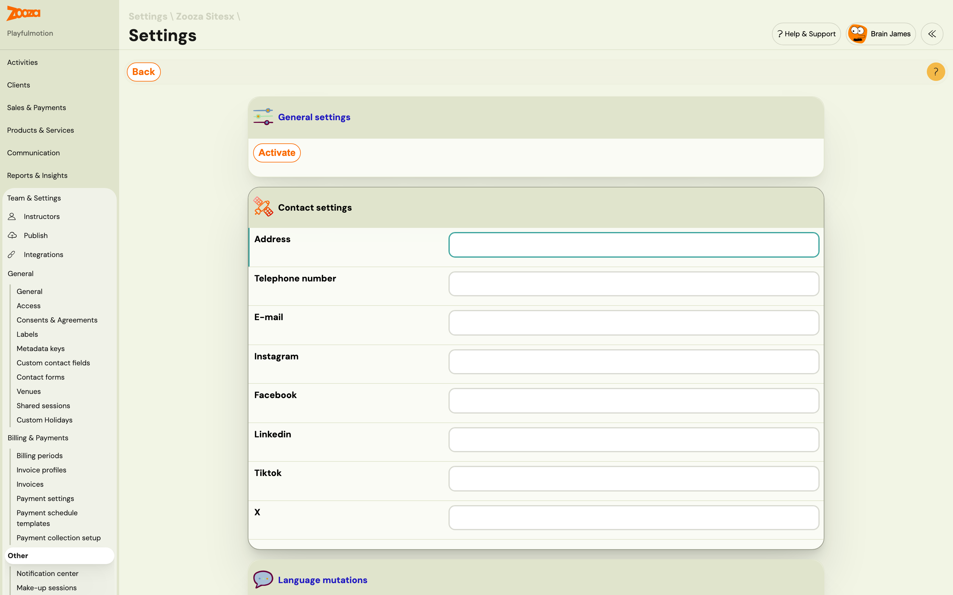 You can customize templates and color themes in the general settings